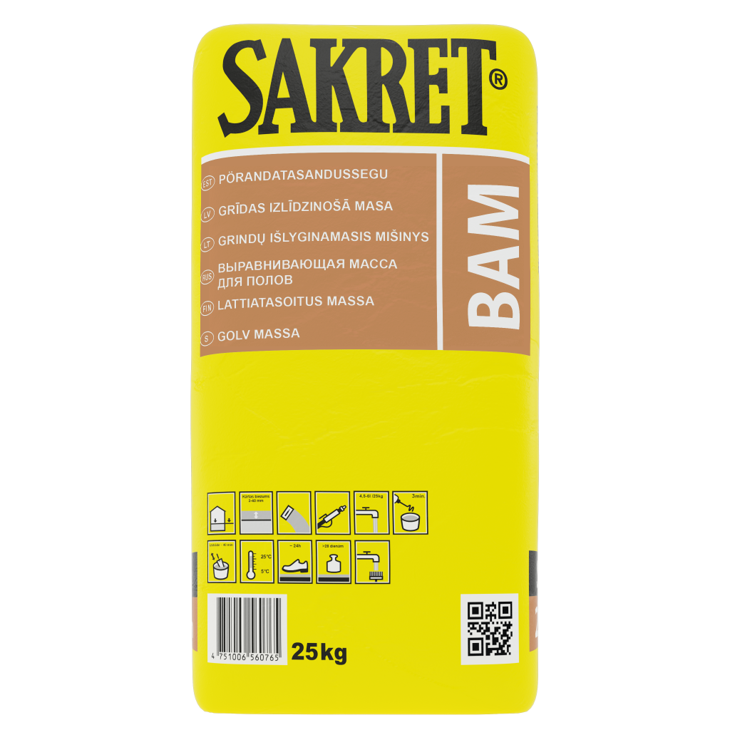 SAKRET BAM Grīdu izlīdzinošā masa (3-40mm) 25kg